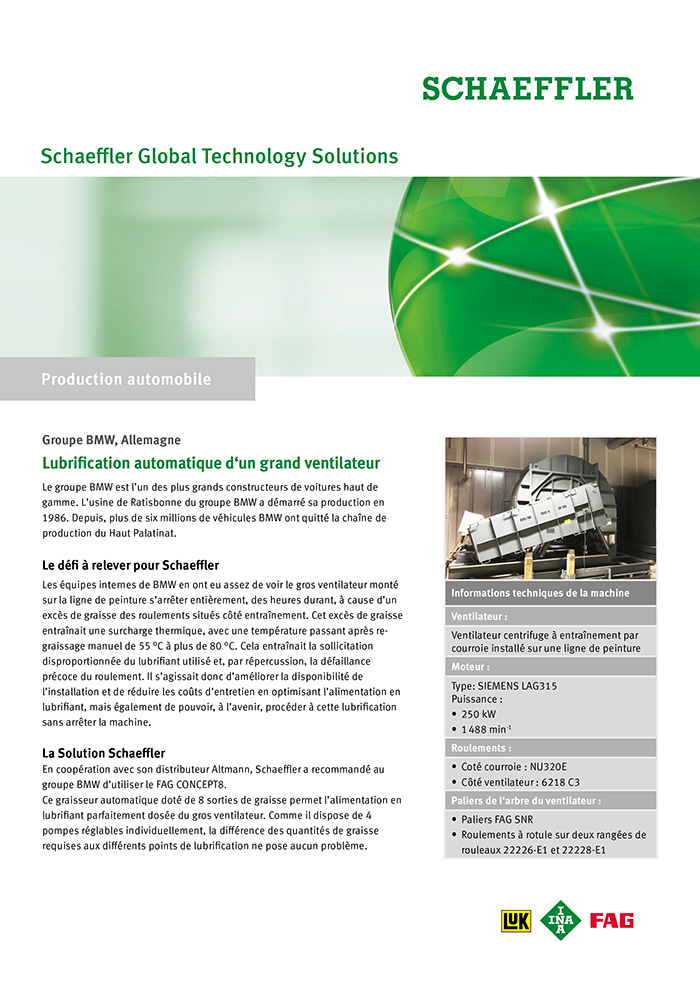 Lubrification automatique d‘un grand ventilateur Lubrification automatique d‘un grand ventilateur